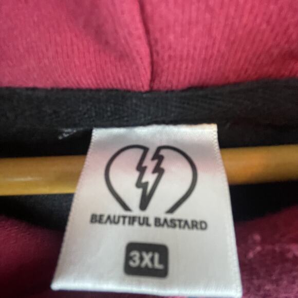 Beautiful Bastard Unhinged Hoodie 3XL Red Black Distressed Thrashed Punk - Picture 5 of 7
